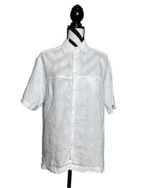 Apres 100% Linen Coastal Grandma Shirt-Sleeve Button Front Shirt Sz S